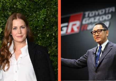 Amy Adams and Akio Toyoda