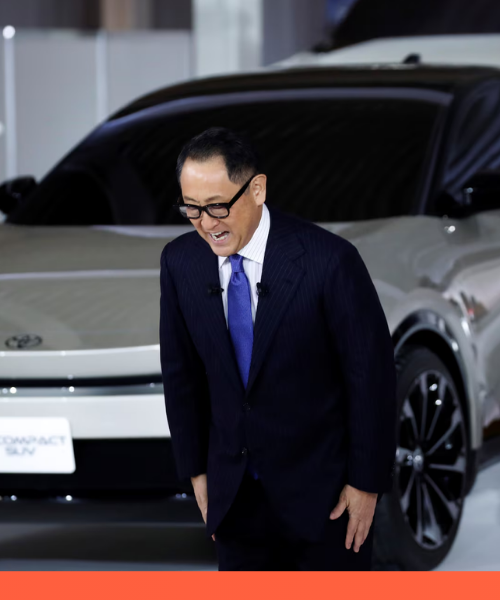 Amy Adams and Akio Toyoda